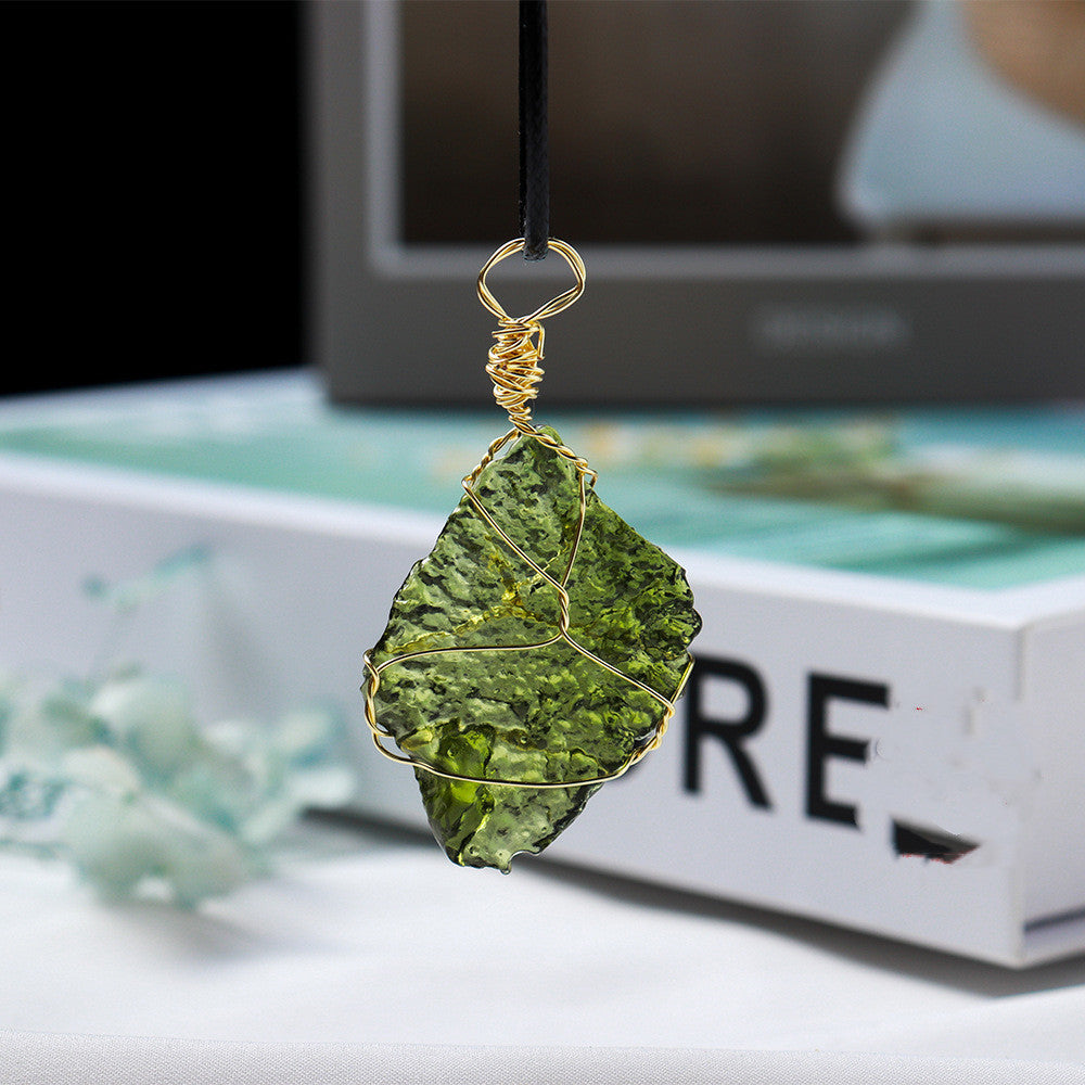 Meteorite Pendant Rough Stone Jewelry Necklace