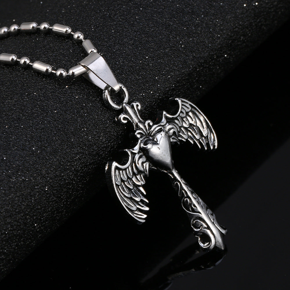 Angel Wings Love Cross Necklace