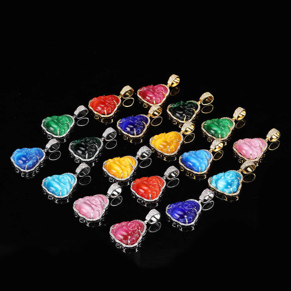 Hip Hop Necklace Opal Maitreya Buddha Pendant Necklace