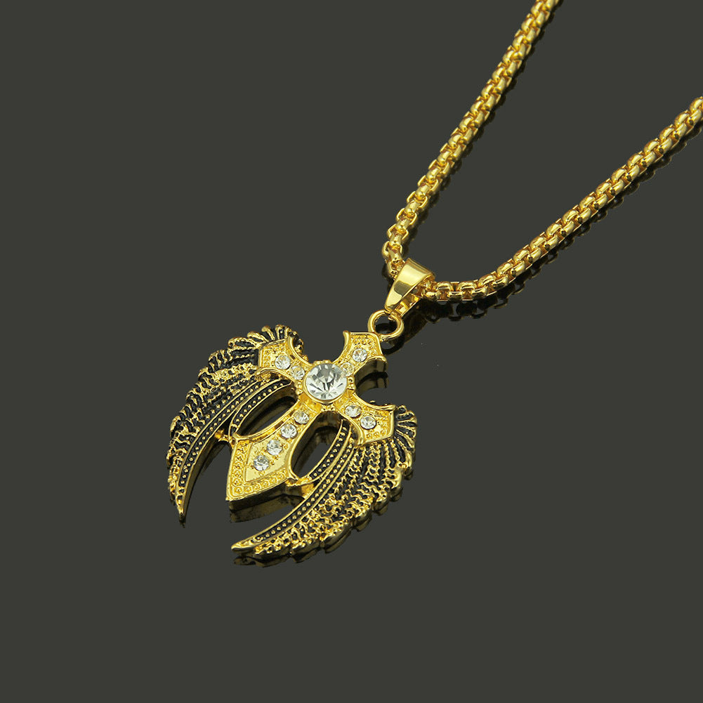 Men's Titanium Steel Cross Wing Necklace