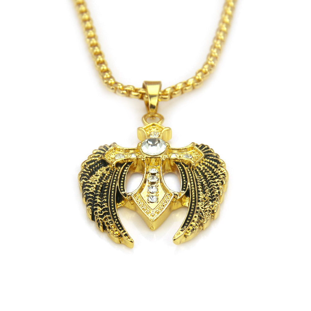 Men's Titanium Steel Cross Wing Necklace