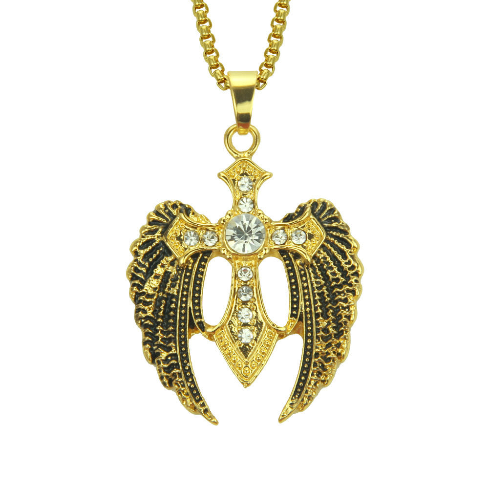 Men's Titanium Steel Cross Wing Necklace