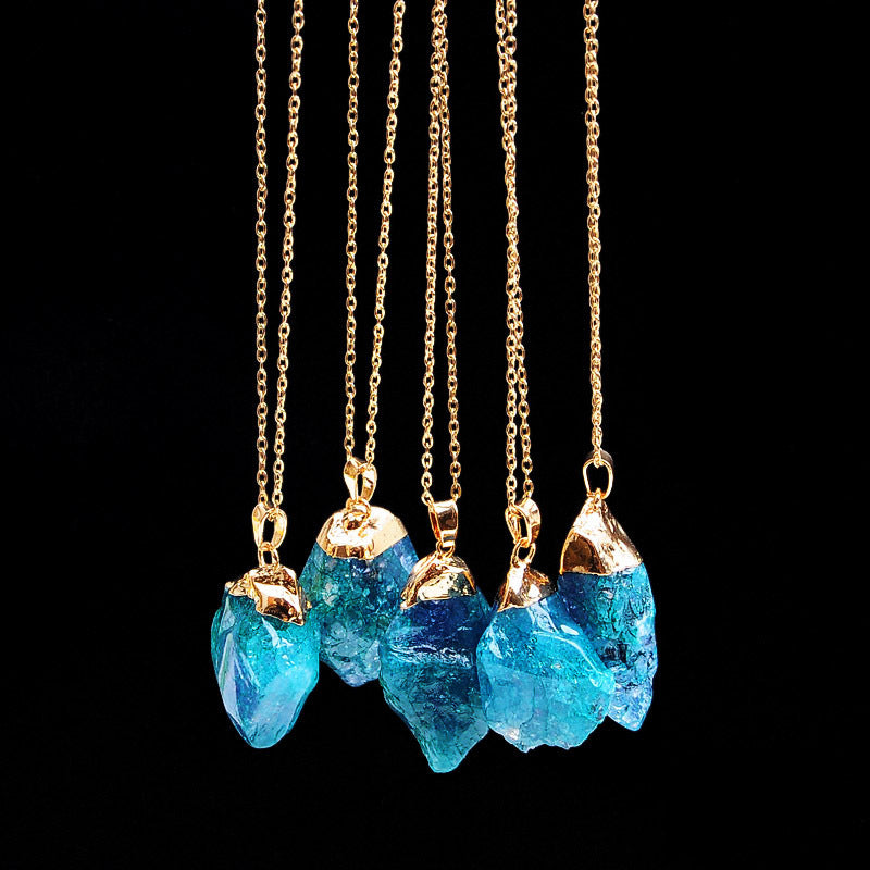 Rough Stone And Phnom Penh Single Ring Necklace