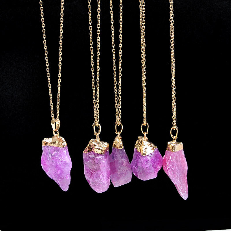 Rough Stone And Phnom Penh Single Ring Necklace