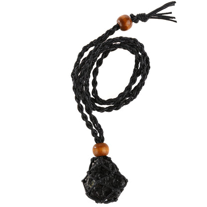 Labradorite Natural Stone Pendant Wrap Braid Necklace Macrame