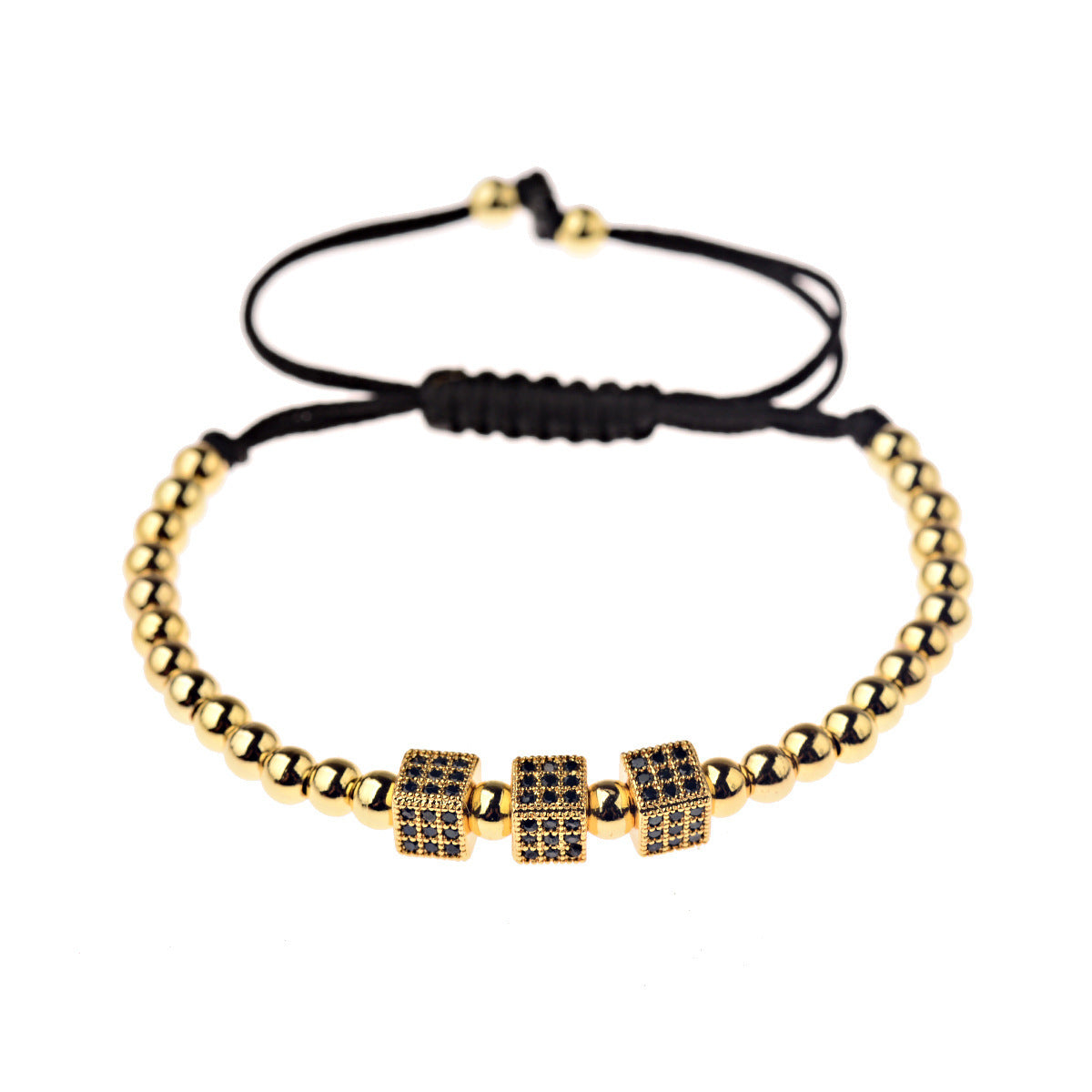 4mm copper bead adjustable braided bracelet