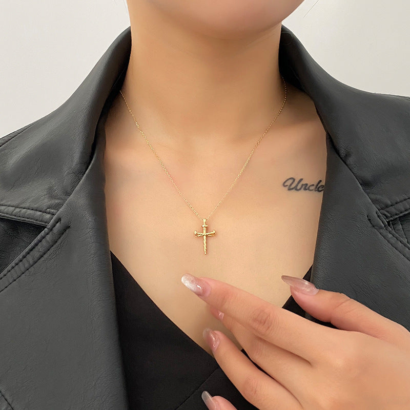 Simple Cross Necklace in Sterling Silver