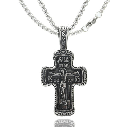 Titanium Steel Cross Necklace Retro Men's Cross Stainless Steel Pendant
