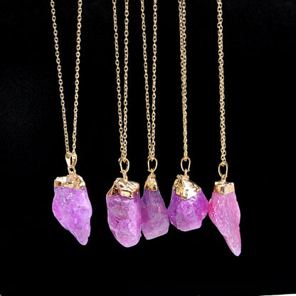 Rough Stone And Phnom Penh Single Ring Necklace