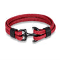 Braided Anchor Stainless Steel Leather Bracelet
